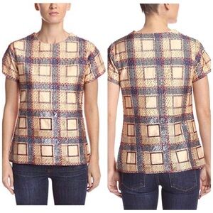Candela Sequin Plaid Top Made in India D0083